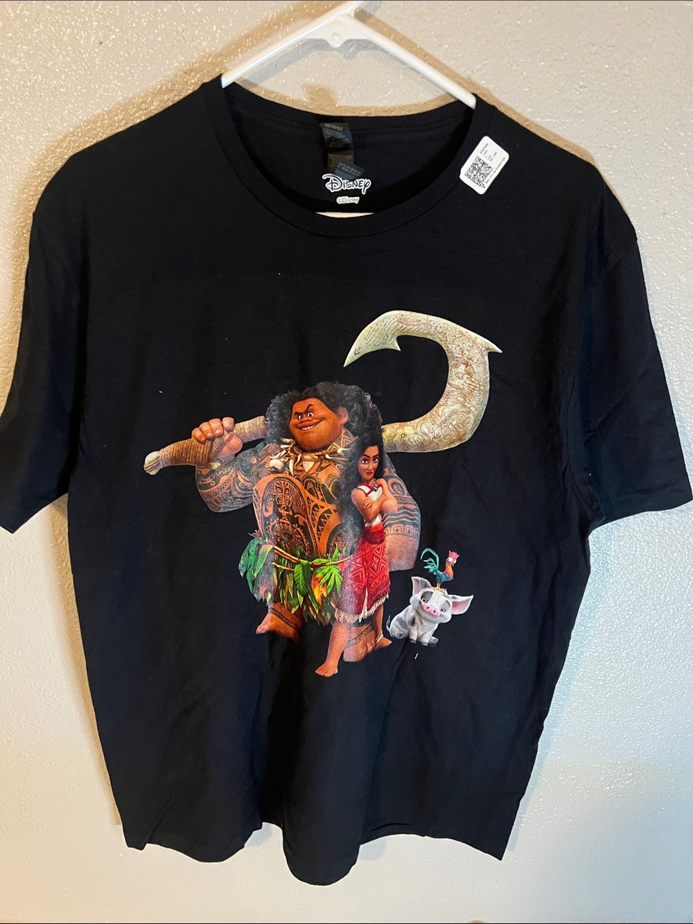 Disney Black Short-Sleeve Moana Graphic Tee with Multicolor Characters